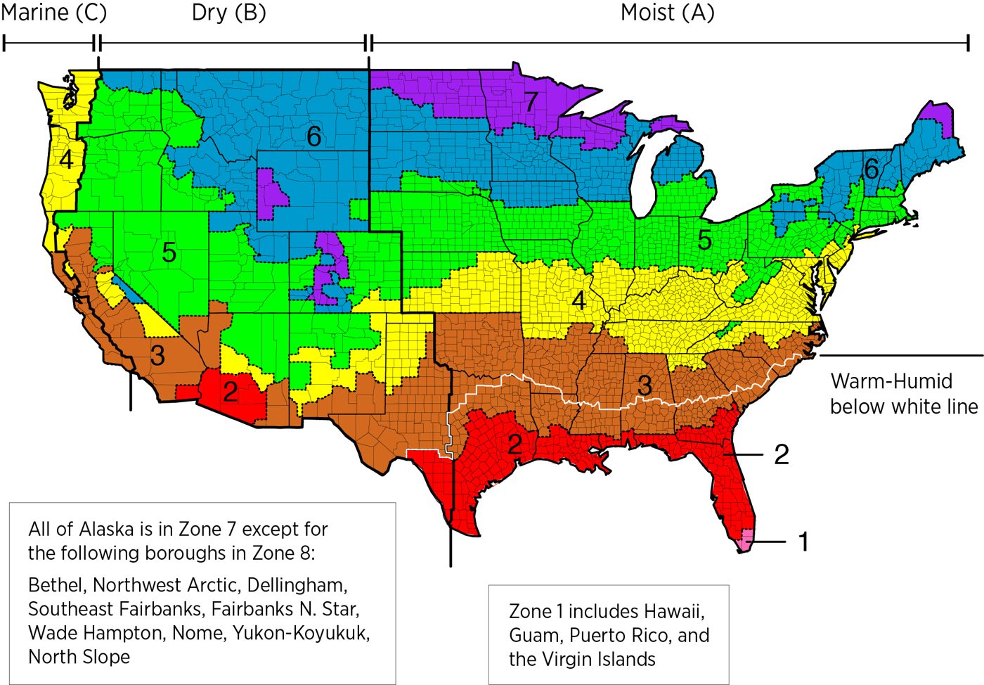 U.S. IECC climate zone map — DOE Building America