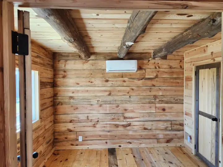 Sleeping alcove with mini-split under the loft